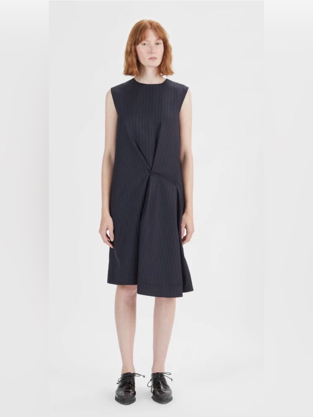 ACNE STUDIOS Danya Pinstripe Wool Midi Dress— Fr 38 or US 6